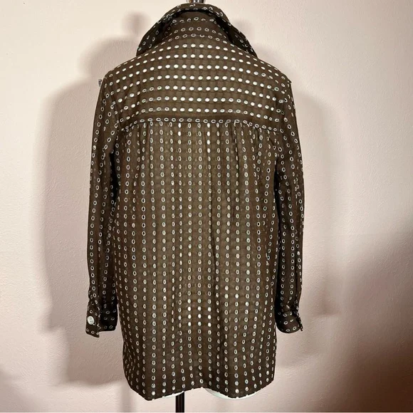 Vintage 1960 70 Dalton MCM Brown lace Tie Waist Belted Button Down shirt Jacket - Picture 9 of 17